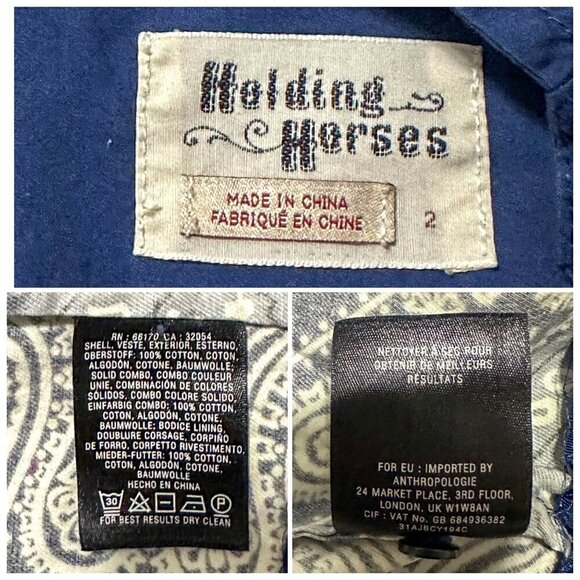 Anthropologie Holding Horses Blue Bandana Cotton Shirtdress, Size 2 - Picture 3 of 12